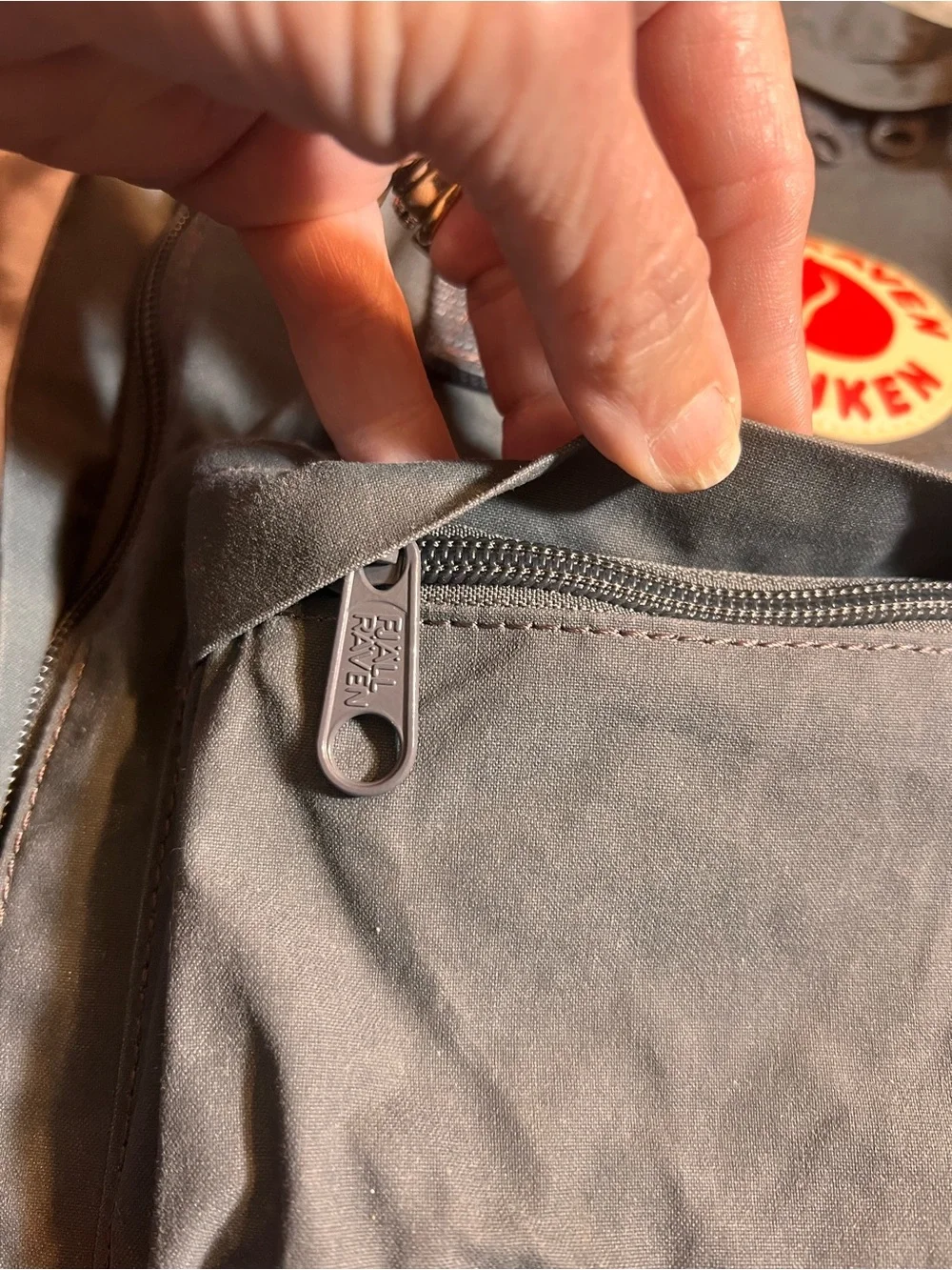 Fjallraven Kanken Backpack in Charcoal with Red Logo